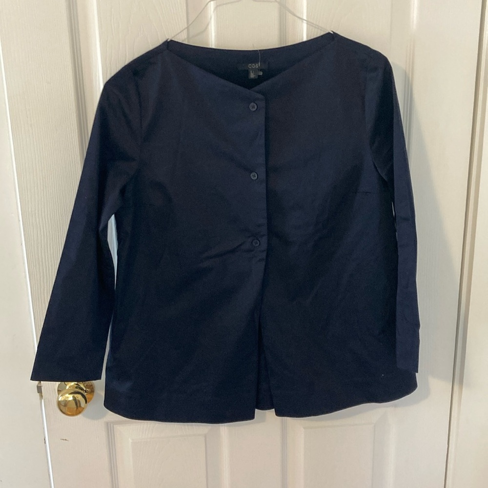 COS Women's Navy Button Down Shirt